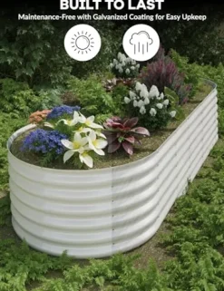 Takywep 2Pcs 10x4x1.5ft Galvanized Raised Garden Bed Beige