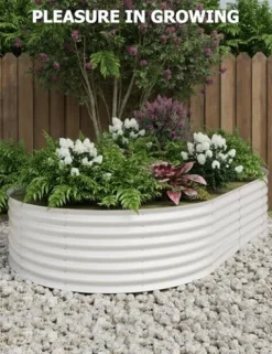 Takywep 2Pcs 10x4x1.5ft Galvanized Raised Garden Bed Beige