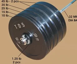 TDS 400 lb Bumper Plate Set with Olympic Bar and Collars