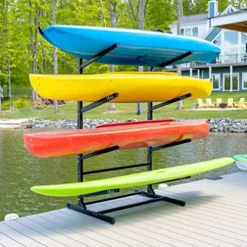 Teal Triangle Freestanding G-Watersport 4 Kayak and SUP Outdoor Storage Rack Black