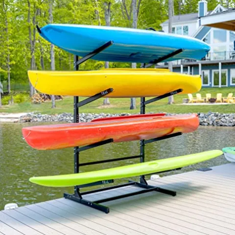 Teal Triangle Freestanding G-Watersport 4 Kayak and SUP Outdoor Storage Rack Black