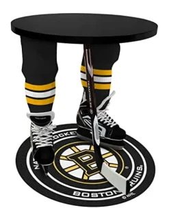 Team Tables Boston Hockey Table Black Table Top with Boston Puck Mat