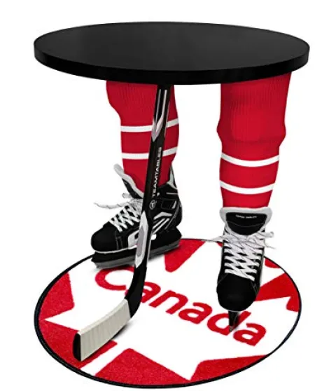 Team Tables Canada Hockey Table Black Table Top with Canada Puck Mat