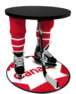Team Tables Canada Hockey Table Black Table Top with Canada Puck Mat