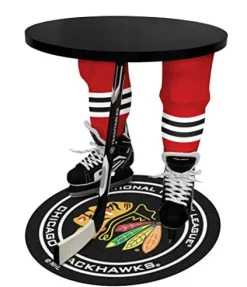 Team Tables Chicago Hockey Table Black Table Top with Chicago Puck Mat