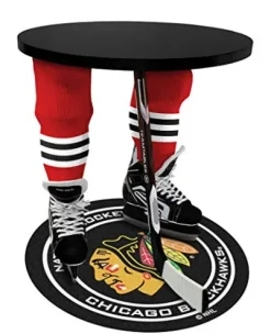 Team Tables Chicago Hockey Table Black Table Top with Chicago Puck Mat