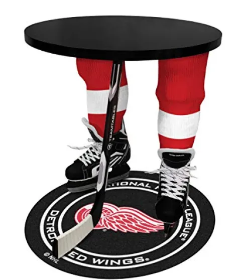 Team Tables Detroit Hockey Table Black Table Top with Detroit Red Wings Mat