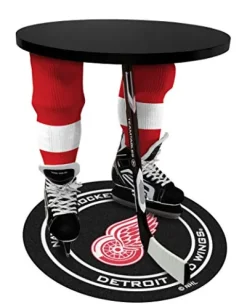 Team Tables Detroit Hockey Table Black Table Top with Detroit Red Wings Mat
