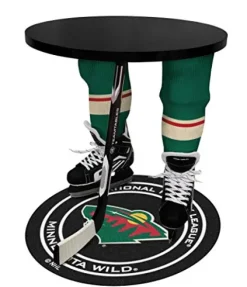 Team Tables Minnesota Hockey Table Black Table Top with Minnesota Puck Mat