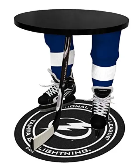 Team Tables Tampa Bay Hockey Table Black Table Top with Tampa Bay Puck Mat