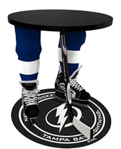 Team Tables Tampa Bay Hockey Table Black Table Top with Tampa Bay Puck Mat