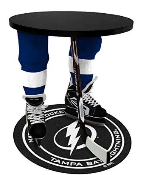 Team Tables Tampa Bay Hockey Table Black Table Top with Tampa Bay Puck Mat