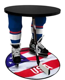 Team Tables United States Hockey Table Black Table Top with United States Puck Mat