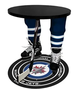 Team Tables Winnipeg Hockey Table Black Table Top with Winnipeg Puck Mat