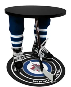 Team Tables Winnipeg Hockey Table Black Table Top with Winnipeg Puck Mat