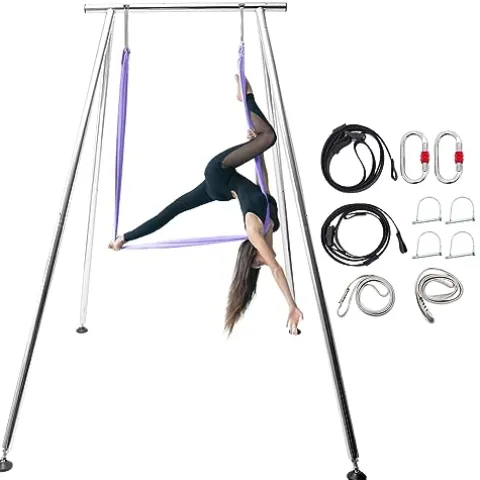 TECSPACE Adjustable Height Aerial Yoga Frame & Hammock Light Purple