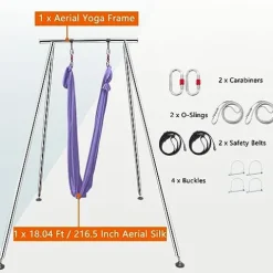 TECSPACE Adjustable Height Aerial Yoga Frame & Hammock Light Purple