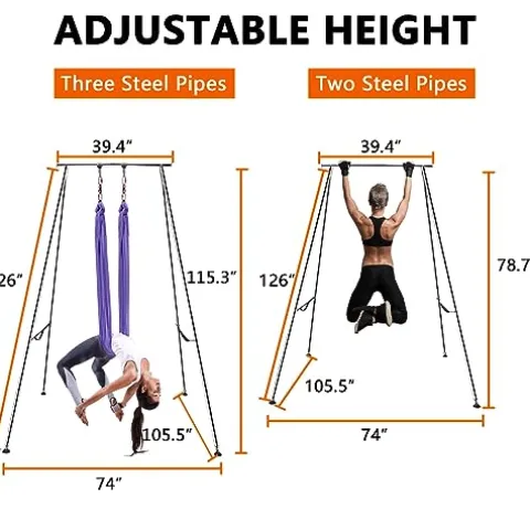 TECSPACE Adjustable Height Aerial Yoga Frame & Hammock Light Purple