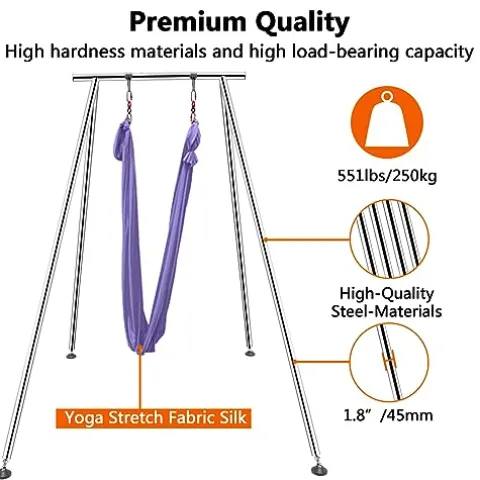 TECSPACE Adjustable Height Aerial Yoga Frame & Hammock Light Purple