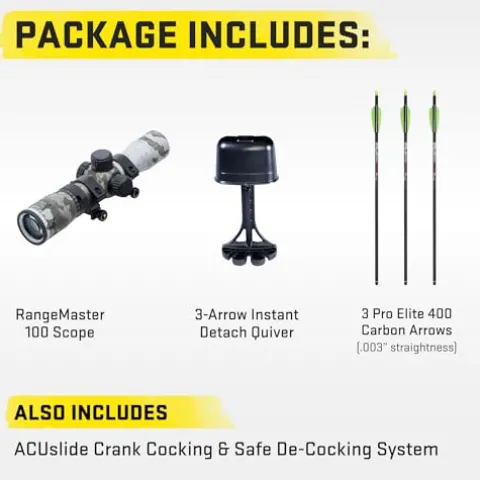 TenPoint Turbo X Crossbow Vektra – 415 FPS with 100-Yard RangeMaster Scope & ACUslide System