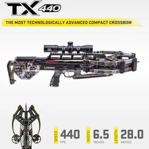 TenPoint TX 440 Vektra Compact Forward Draw Crossbow with ACUslide MAXX, EVO-X Elite Scope & Three CenterPunch HPX Carbon Arrows Vektra