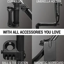 TGU Golf Push Cart – Swivel Front Wheel, 360 Rotating, 1-Step Folding, Aircraft Grade Frame, Clear Design Concept, Lightweight & Easy Handling (Black)