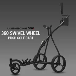 TGU Golf Push Cart – Swivel Front Wheel, 360 Rotating, 1-Step Folding, Aircraft Grade Frame, Clear Design Concept, Lightweight & Easy Handling (Black)