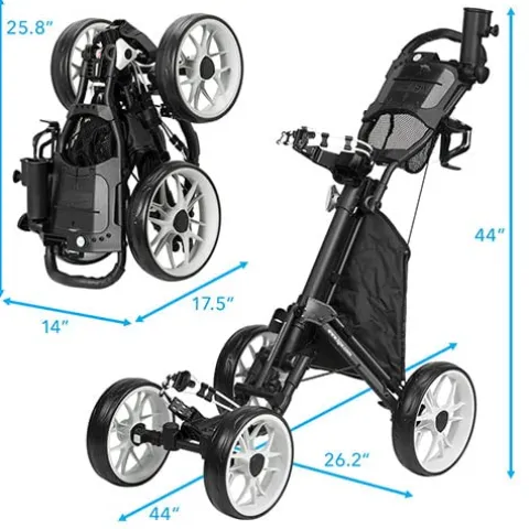 TGW Tour 4-Wheel Golf Push Cart Dark Grey/Blue