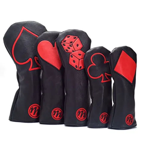 19th Hole Custom Shop Playing Card Applique Fairway Headcovers Suit Black