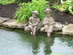 The Best Industries Fishing Boy & Girl Cast Stone Statues Classic Iron