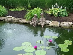 The Best Industries Fishing Boy & Girl Cast Stone Statues Classic Iron