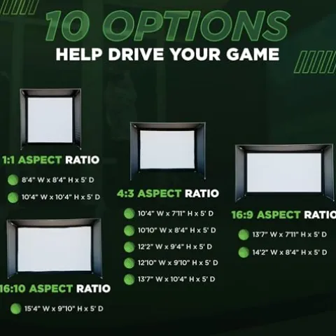 The Indoor Golf Shop DIY Golf Simulator Enclosure, SIGPRO Screen, Black 7.7×10