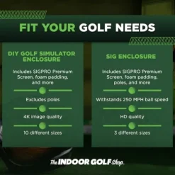 The Indoor Golf Shop DIY Golf Simulator Enclosure, SIGPRO Screen, Black 7.7×10