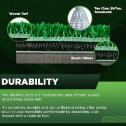 The Indoor Golf Shop SIGPRO 3D 5′ x 5′ Golf Mat – Durable and Realistic