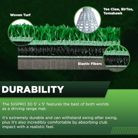 The Indoor Golf Shop SIGPRO 3D 5′ x 5′ Golf Mat – Durable and Realistic