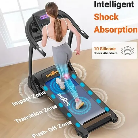 THERUN Incline Treadmill 300 lbs Weight Capacity Folding Treadmill 0-15% Auto Incline Orange-Black