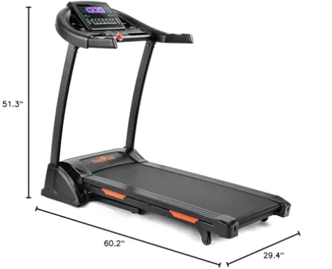 THERUN Incline Treadmill 300 lbs Weight Capacity Folding Treadmill 0-15% Auto Incline Orange-Black