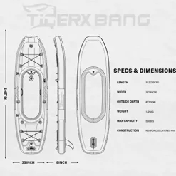 TIGERXBANG Inflatable Kayak with Detachable Seat Black