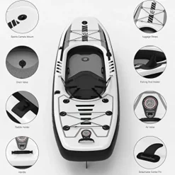 TIGERXBANG Inflatable Kayak with Detachable Seat Black