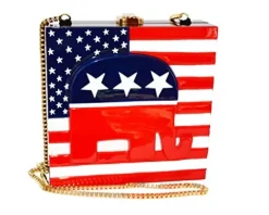 Timmy Woods Beverly Hills Collection Republican Elephant Organic Wood Handbag Multicolored