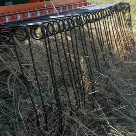 Titan Attachments 3 Point 6 FT Pine Straw Needle Rake for Category 1 Tractors with Coil Spring Tines Orange