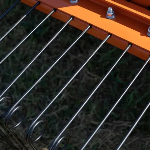 Titan Attachments 3 Point 6 FT Pine Straw Needle Rake for Category 1 Tractors with Coil Spring Tines Orange