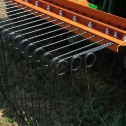 Titan Attachments 3 Point 6 FT Pine Straw Needle Rake for Category 1 Tractors with Coil Spring Tines Orange