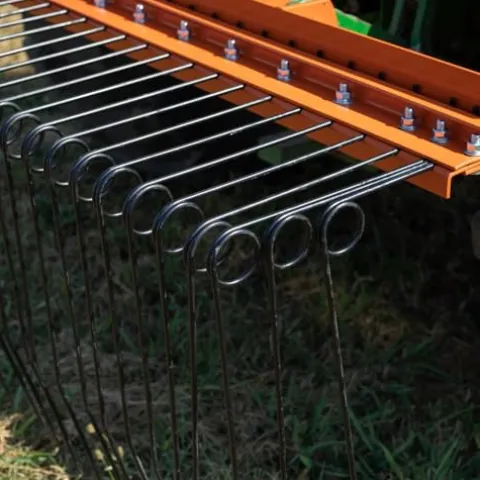 Titan Attachments 3 Point 6 FT Pine Straw Needle Rake for Category 1 Tractors with Coil Spring Tines Orange