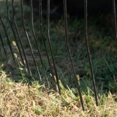 Titan Attachments 3 Point 6 FT Pine Straw Needle Rake for Category 1 Tractors with Coil Spring Tines Orange