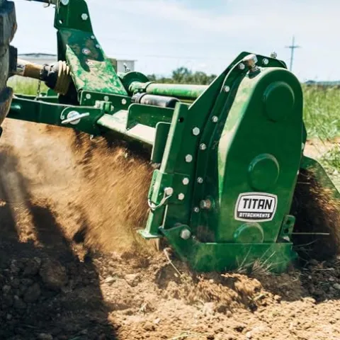 Titan Attachments 48″ Rotary Tiller Attachment for Cat 1 Tractors Green