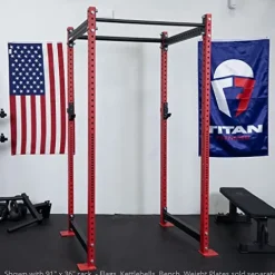 Titan Attachments T-3 Series Red Short Power Rack 36in Depth 1,100 LB Capacity