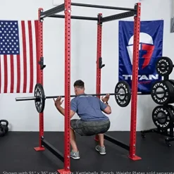 Titan Attachments T-3 Series Red Short Power Rack 36in Depth 1,100 LB Capacity