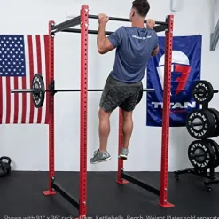 Titan Attachments T-3 Series Red Short Power Rack 36in Depth 1,100 LB Capacity