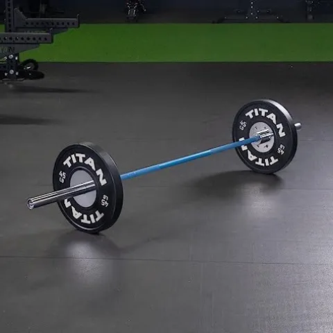 Titan Fitness 20 KG 28.5MM TITAN Series Olympic Barbell, USA Made Multipurpose Bar, Blue Cerakote